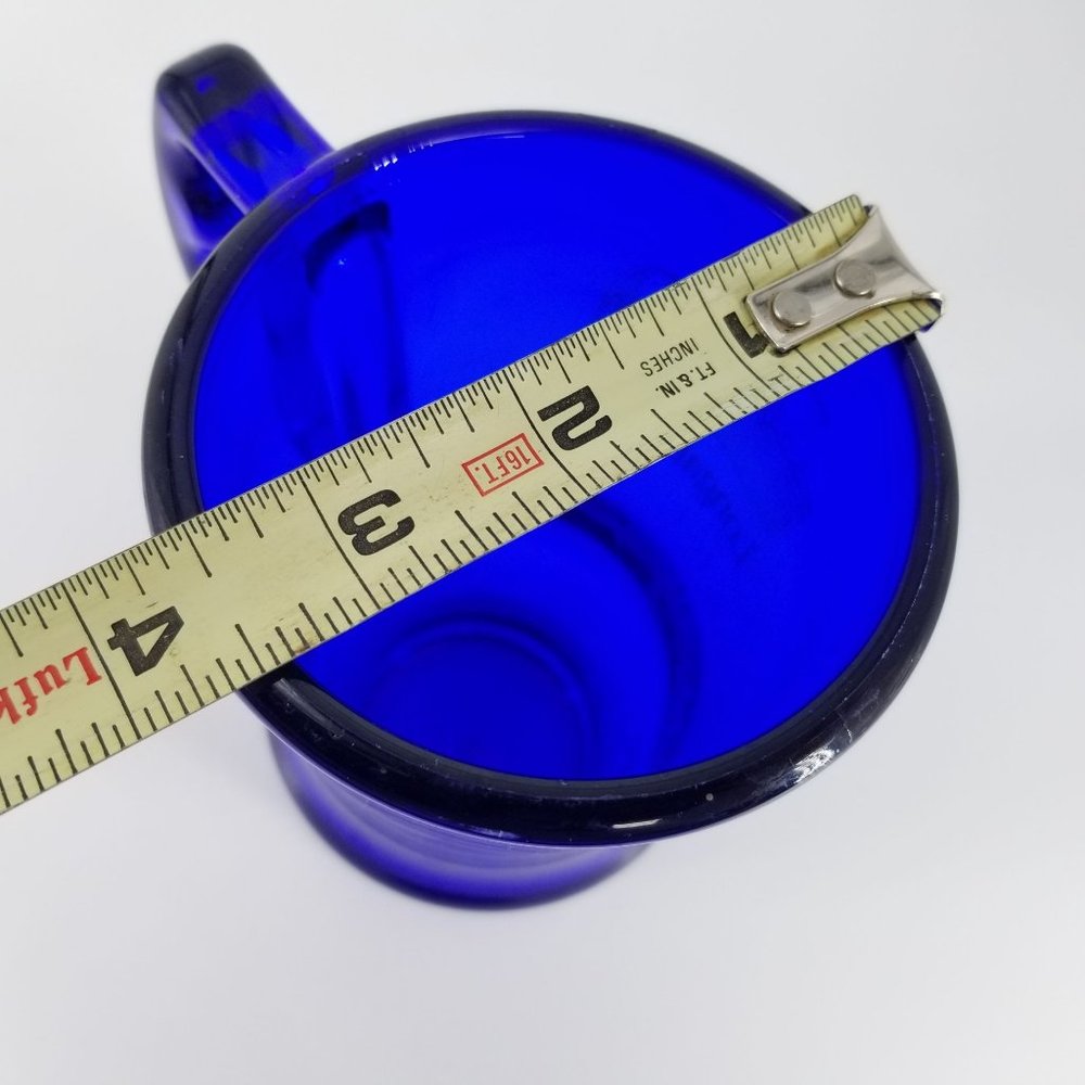 Longaberger Plastic Mug Cup Glass Latte Footed Blue Cobalt Royal Bright 16 Ounce - Picture 11 of 11